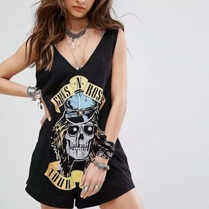 Sacred Hawk Festival Romper Playsuit With Guns N Roses Print